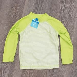 kids neon yellow swim, rash guard shirt with UPF 50. Size 2t/3t